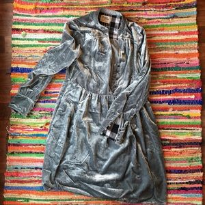 Silver velvet anthropologie dress
